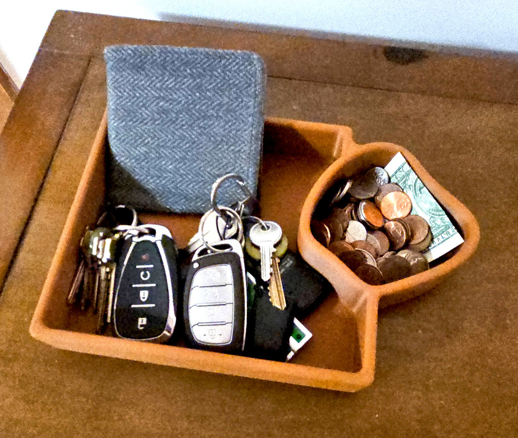 Key Tray Organizer - Dual Compartment Entryway Valet