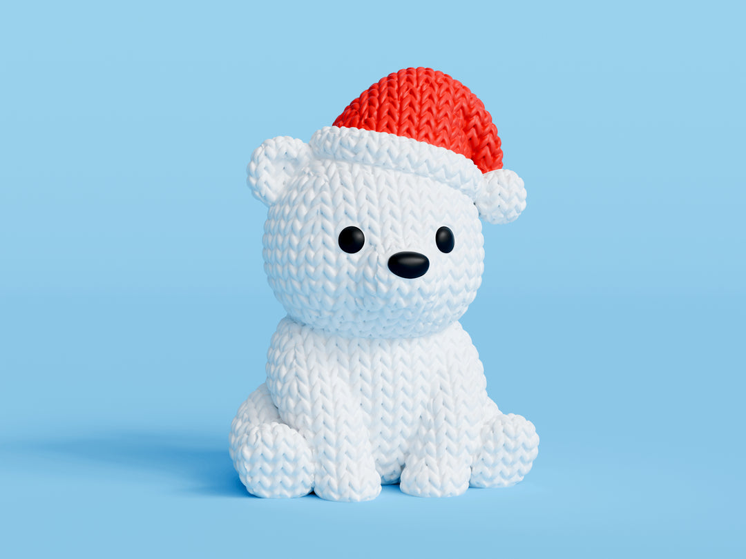 Knitted Polar Bear with Santa Hat