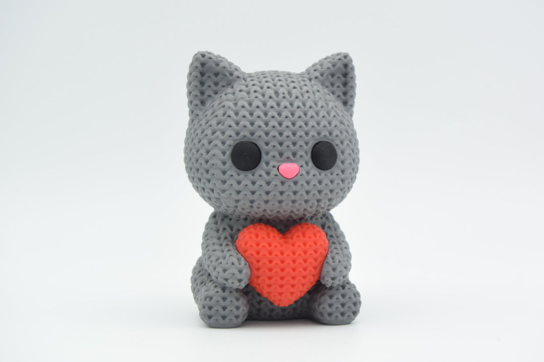 Knitted Cat With Heart