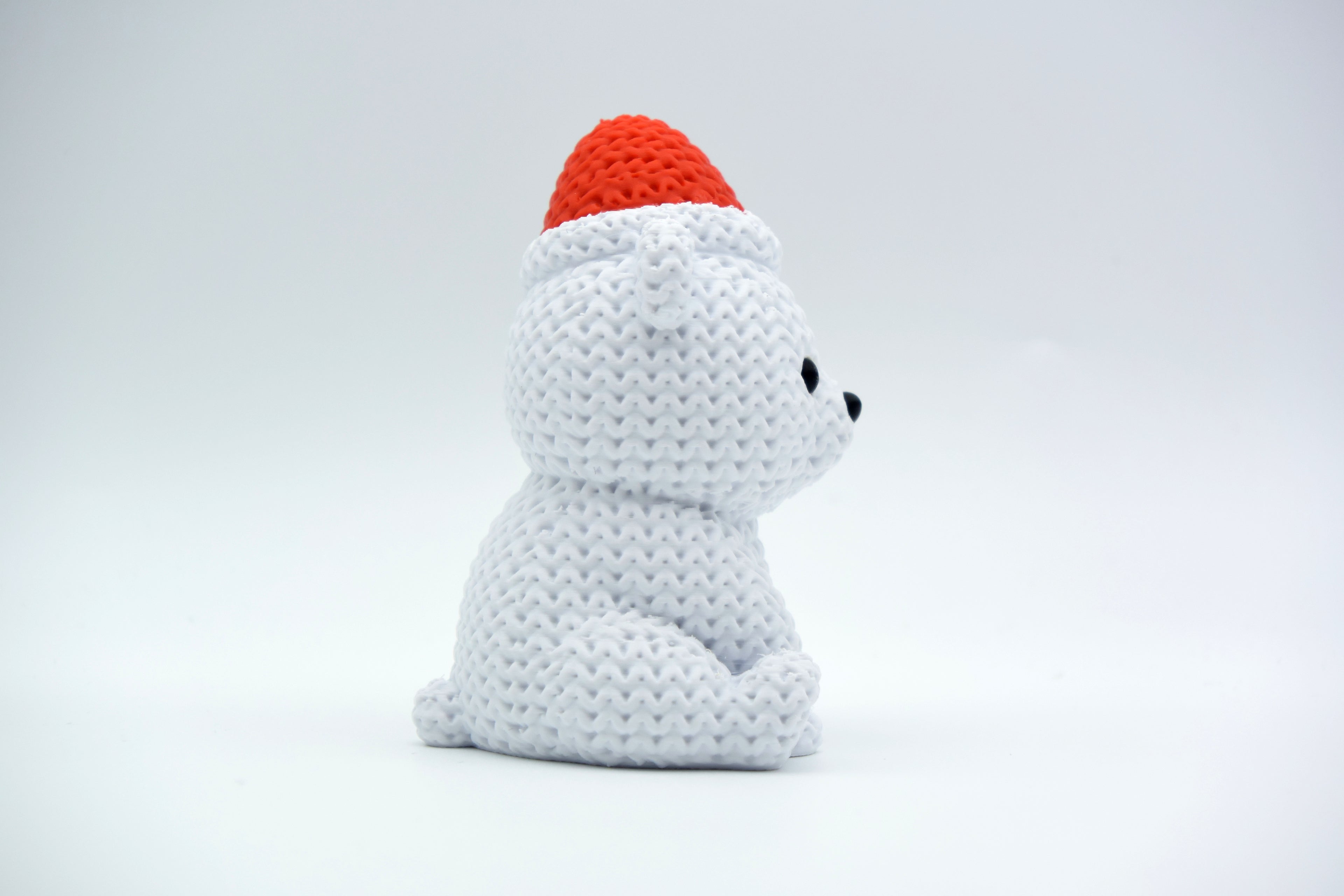 Knitted Polar Bear with Santa Hat