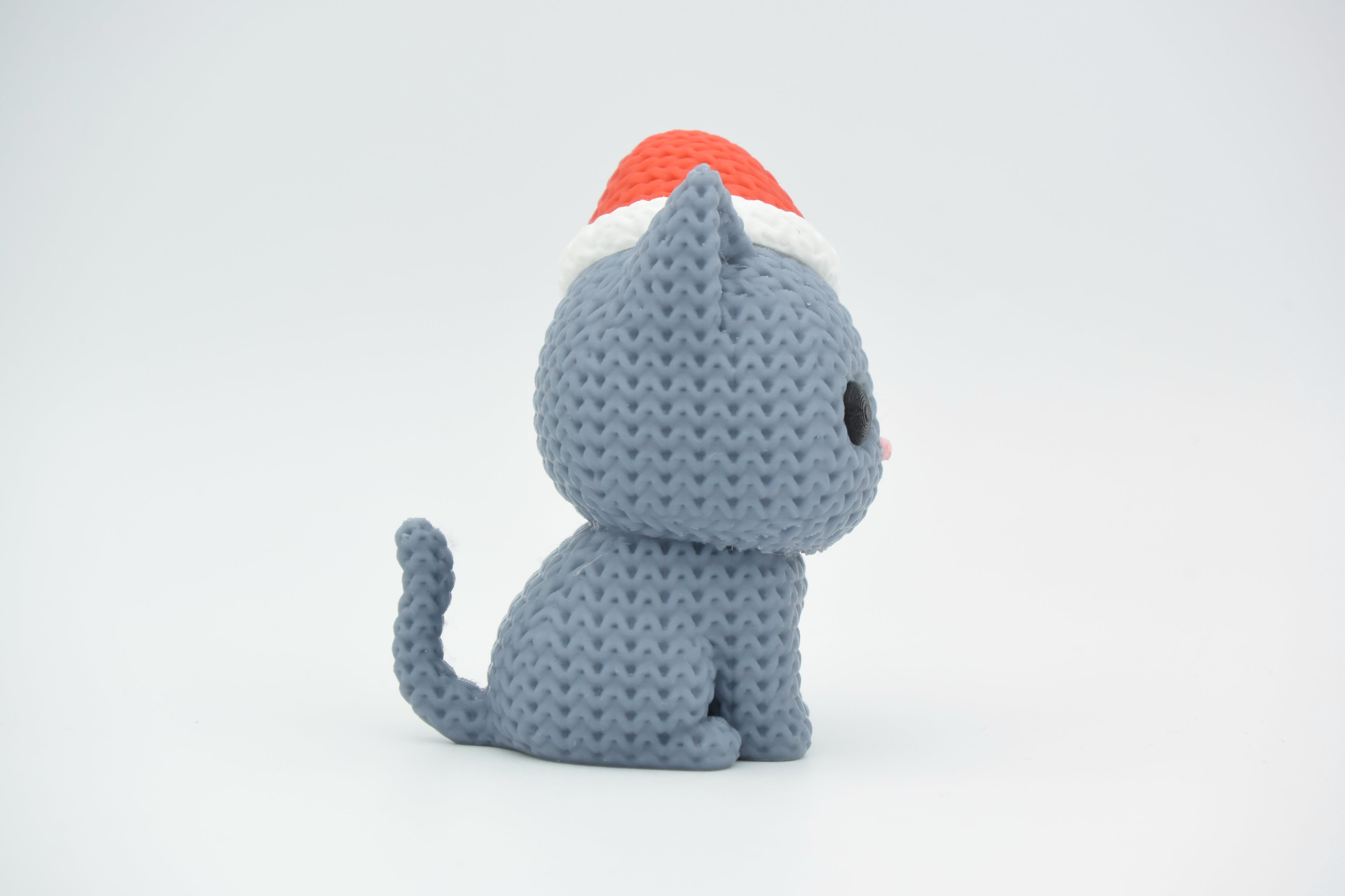 Knitted Cat with Santa Hat