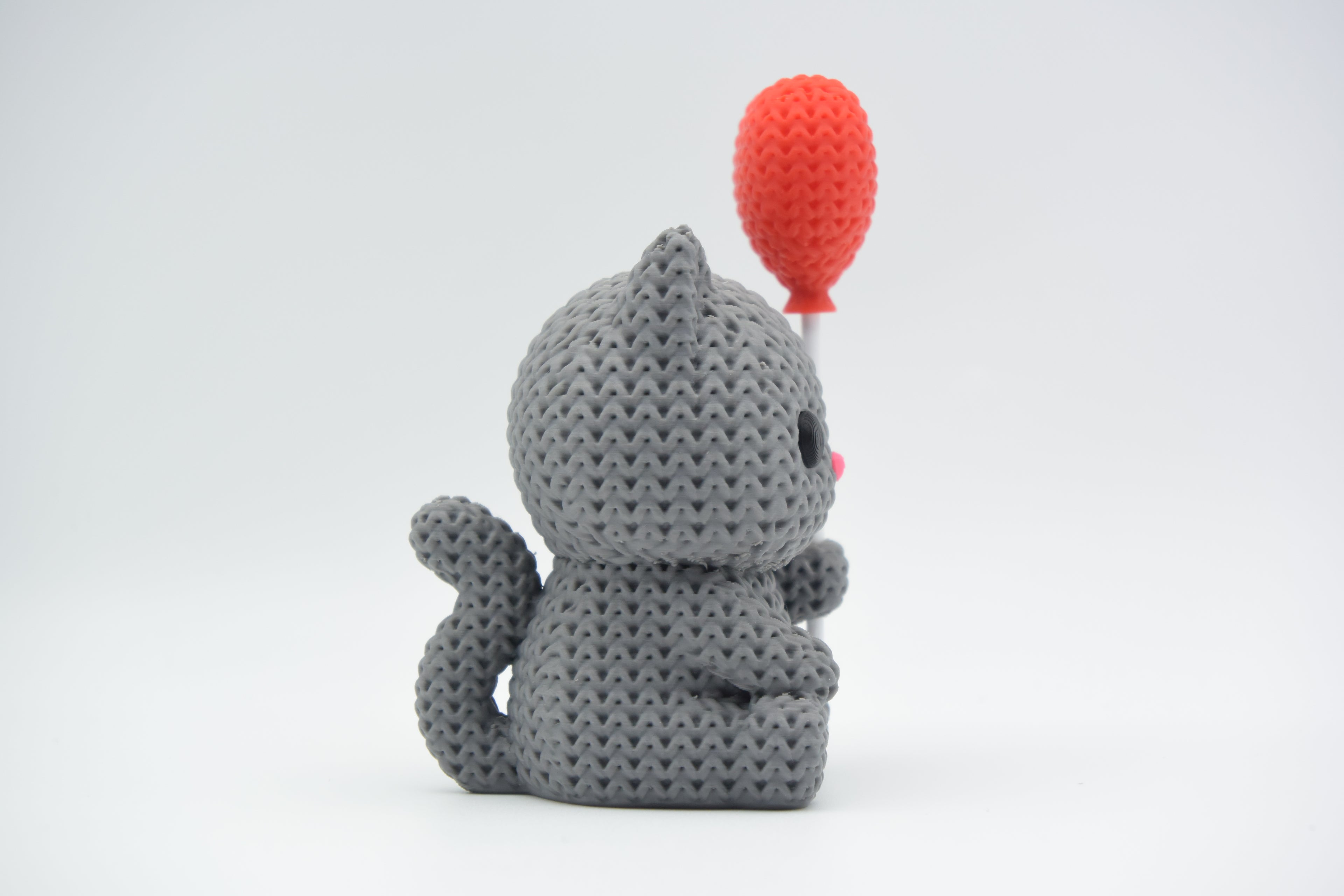 Knitted Cat With Heart Balloon