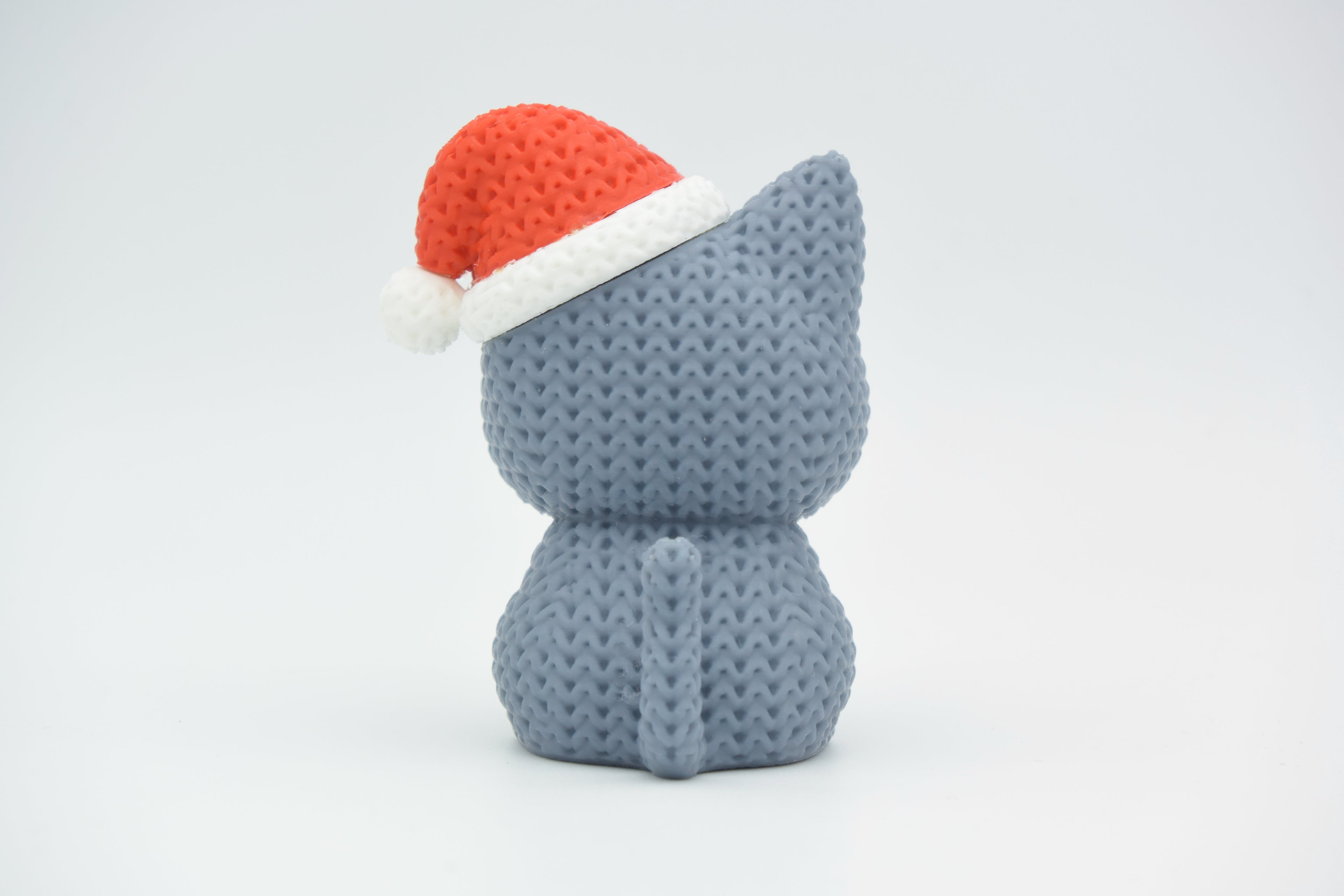 Knitted Cat with Santa Hat