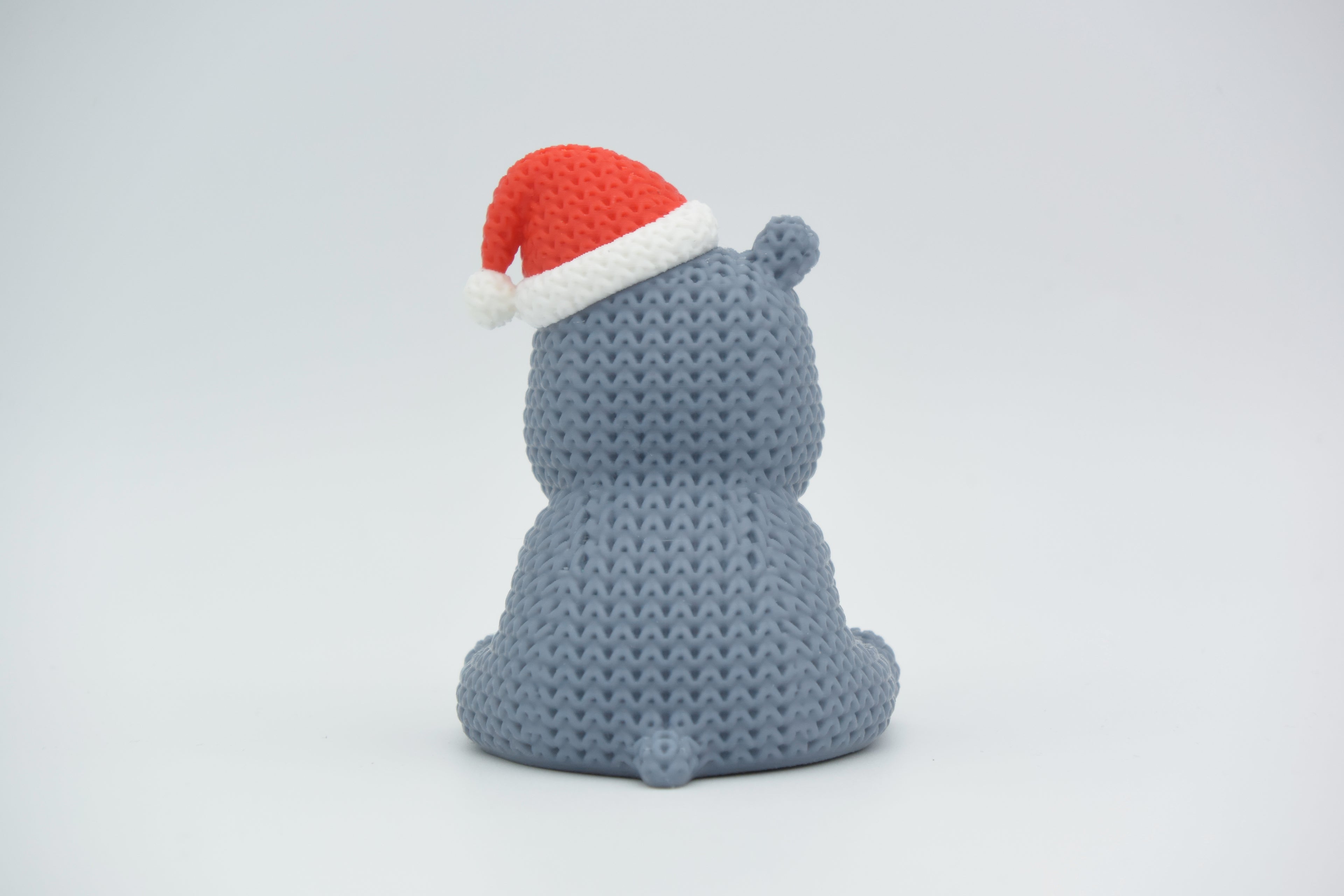 Knitted Hippo with Santa Hat