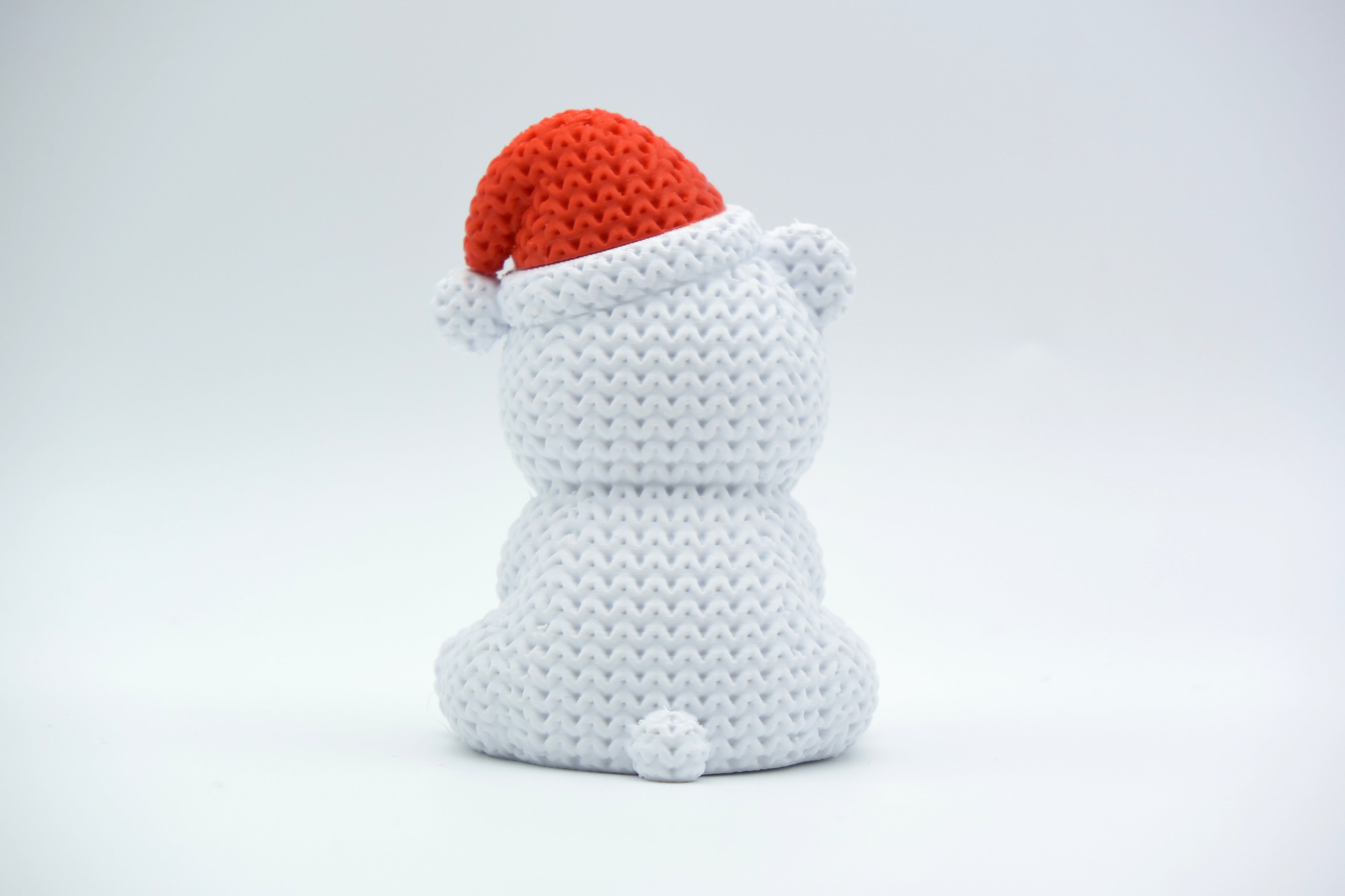 Knitted Polar Bear with Santa Hat