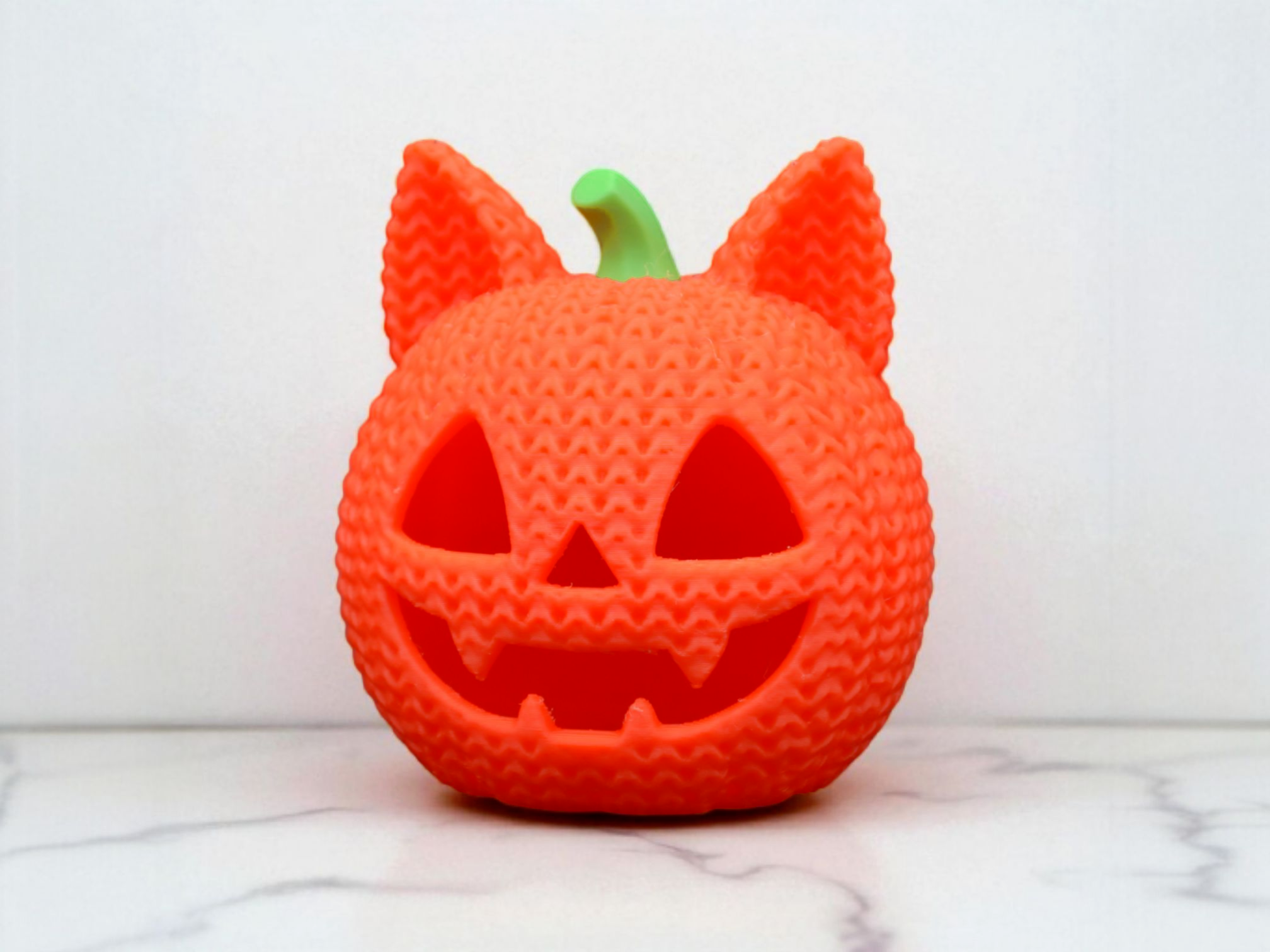 Knitted Cat Jack-O-Lantern Pumpkin