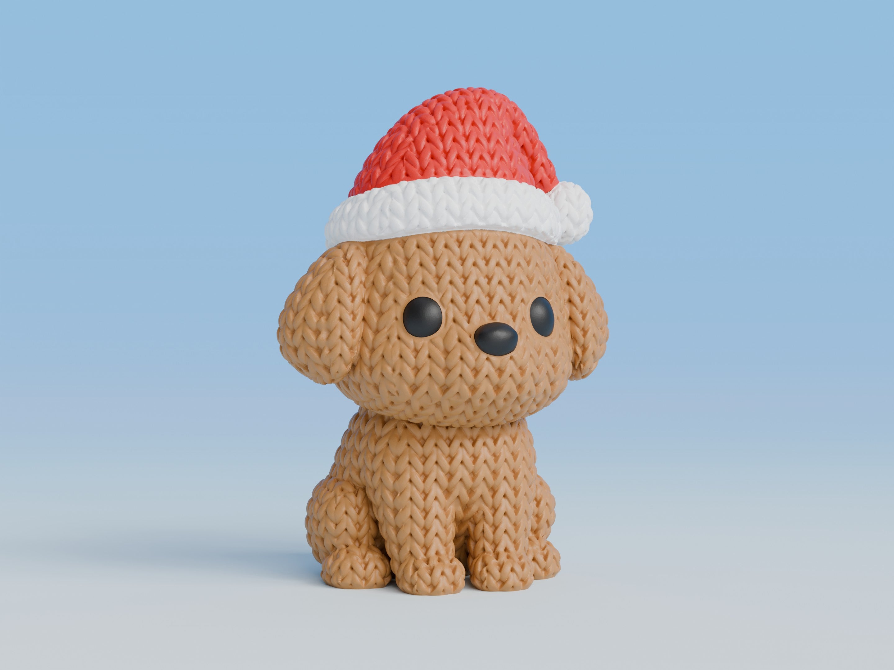 Knitted Dog with Santa Hat