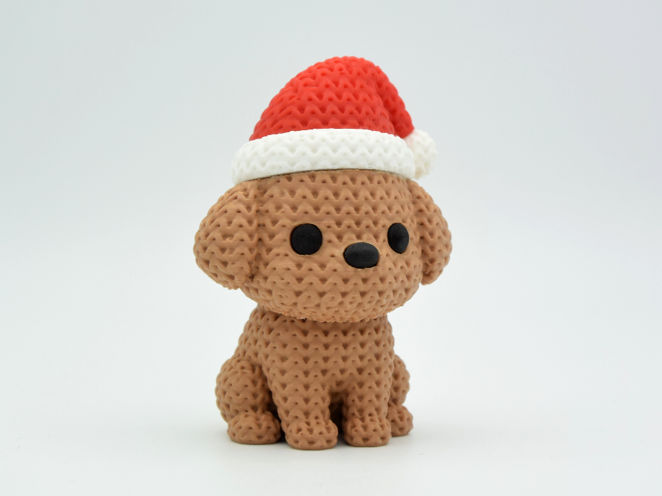 Knitted Dog with Santa Hat